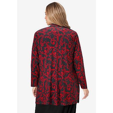 Jessica London Women's Plus Size Stretch Knit Open Front Knit Topper