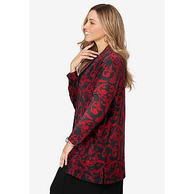 Jessica London Women's Plus Size Stretch Knit Open Front Knit Topper