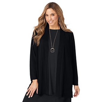 Jessica London Women's Plus Size Stretch Knit Open Front Knit Topper