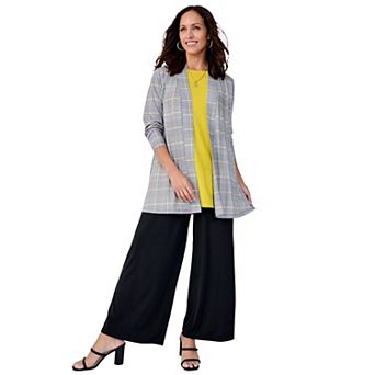 Jessica London Women's Plus Size Stretch Knit Open Front Knit Topper