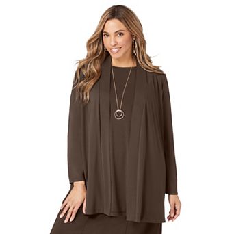 Jessica London Women's Plus Size Stretch Knit Open Front Knit Topper