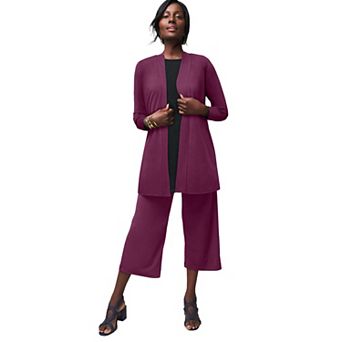 Jessica London Women's Plus Size Stretch Knit Open Front Knit Topper