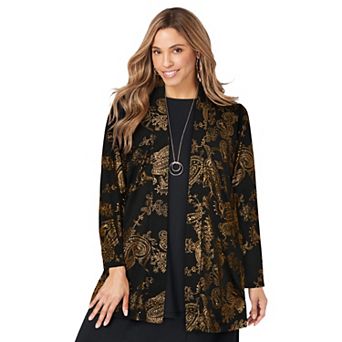 Jessica London Women's Plus Size Stretch Knit Open Front Knit Topper