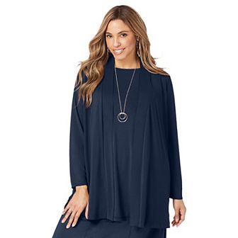 Jessica London Women's Plus Size Stretch Knit Open Front Knit Topper