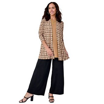 Jessica London Women's Plus Size Stretch Knit Open Front Knit Topper