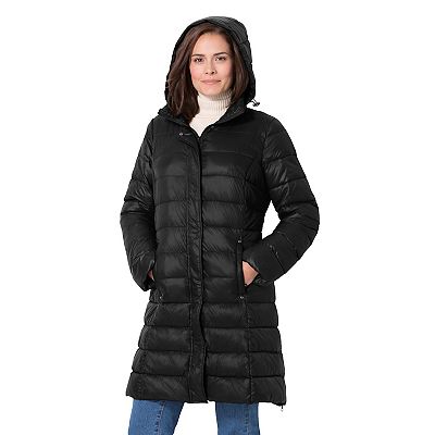 Woman Within Plus Size Long Packable Puffer Jacket
