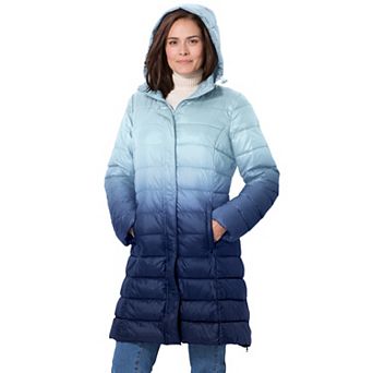 Woman Within Plus Size Long Packable Puffer Jacket