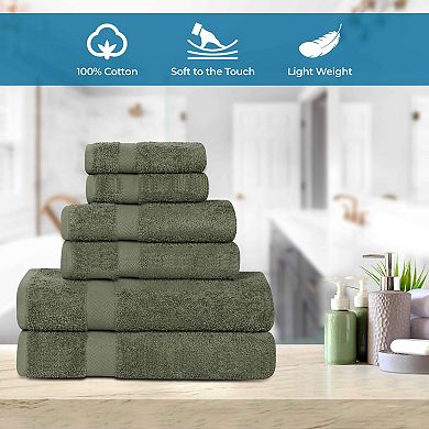SUPERIOR Franklin Cotton Lightweight Quick-Drying 6-Piece Towel Set