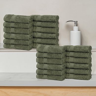 SUPERIOR Franklin Cotton Lightweight Quick-Drying 24-Piece Face Towel Washcloth Set