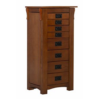 Linon Anna Lee Oak Jewelry Armoire
