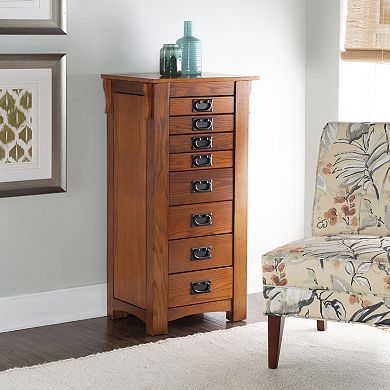 Linon Anna Lee Oak Jewelry Armoire