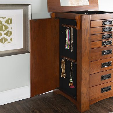 Linon Anna Lee Oak Jewelry Armoire