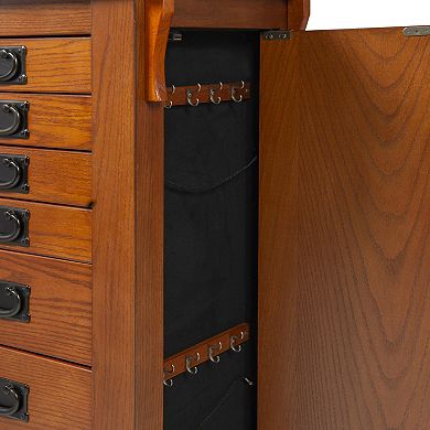 Linon Anna Lee Oak Jewelry Armoire