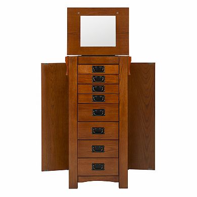 Linon Anna Lee Oak Jewelry Armoire