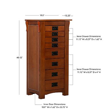 Linon Anna Lee Oak Jewelry Armoire