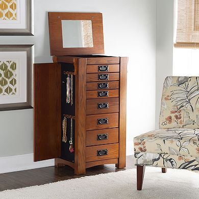 Linon Anna Lee Oak Jewelry Armoire