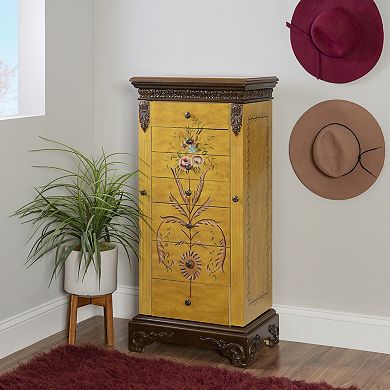 Linon Jasleen Antique Parchment Jewelry Armoire