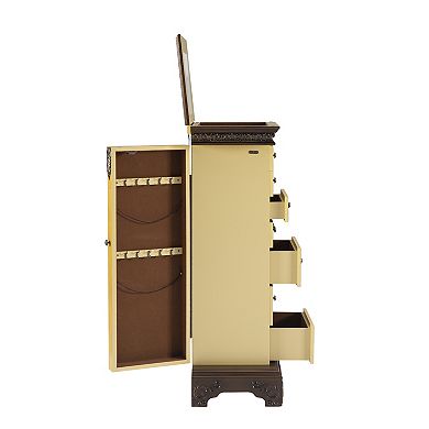 Linon Jasleen Antique Parchment Jewelry Armoire