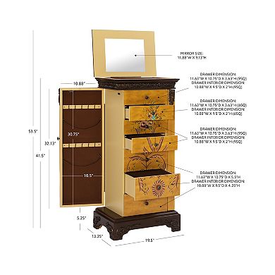 Linon Jasleen Antique Parchment Jewelry Armoire