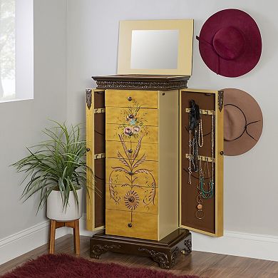 Linon Jasleen Antique Parchment Jewelry Armoire