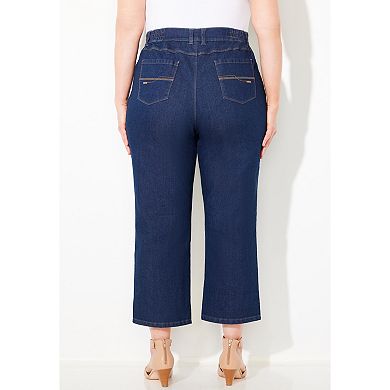 Catherines Women's Plus Size Petite Right Fit Curvy Crop Jean