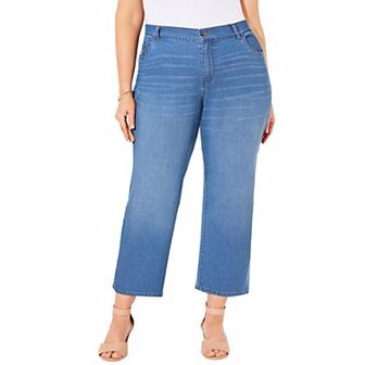Catherines Women's Plus Size Petite Right Fit Curvy Crop Jean