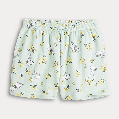 Juniors' Snoopy Floral All Over Print Shorts