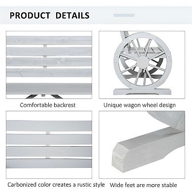 Rustic Garden Bench with Unique Wagon Wheel Armrests - Large Two-Person Seat