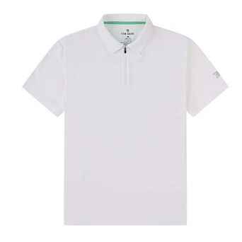 Tom Baine Performance Stretch Zipper Closure Solid Short Sleeve Polo
