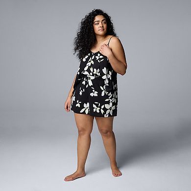 Plus Size Simply Vera Vera Wang Plain Weave Pajama Tank Top and Pajama Shorts Set