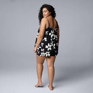 Plus Size Simply Vera Vera Wang Plain Weave Pajama Tank Top and Pajama Shorts Set
