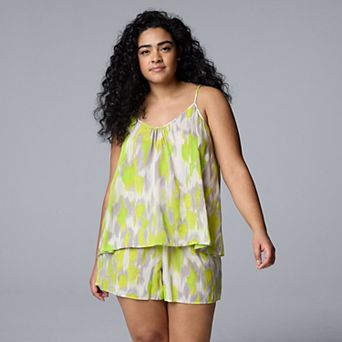 Plus Size Simply Vera Vera Wang Plain Weave Pajama Tank Top and Pajama Shorts Set
