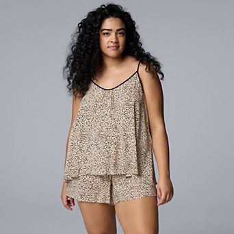 Plus Size Simply Vera Vera Wang Plain Weave Pajama Tank Top and Pajama Shorts Set