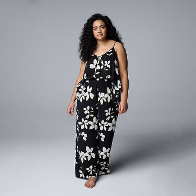 Plus Size Simply Vera Vera Wang Plain Weave Pajama Tank Top and Pajama Pants Set