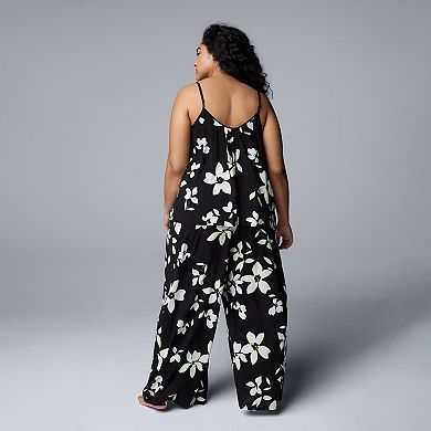 Plus Size Simply Vera Vera Wang Plain Weave Pajama Tank Top and Pajama Pants Set