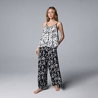 Women's Simply Vera Vera Wang Plain Weave Pajama Tank Top & Pajama Pants Set