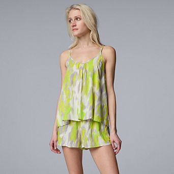 Women's Simply Vera Vera Wang Plain Weave Pajama Tank Top & Pajama Shorts Set