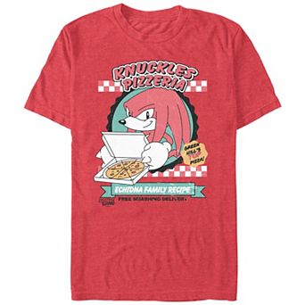 Men's Sonic The Hedgehog Knuckles Pizzeria Graphic Tee