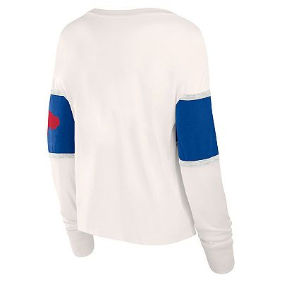 Women's Fanatics Cream Buffalo Bills Antique Block Long Sleeve T-Shirt