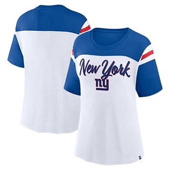 Women's Fanatics White/Royal New York Giants Cheer Chant Fashion T-Shirt