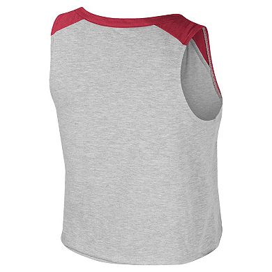 Women's Colosseum x Wrangler Heather Gray Alabama Crimson Tide Vintage Muscle Cropped T-Shirt