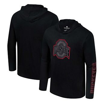 Men's Colosseum Black Ohio State Buckeyes Color Pop Active Blend 2-Hit Long Sleeve Hooded T-Shirt
