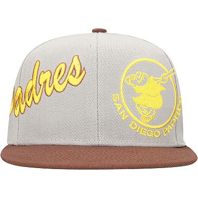 Men's Mitchell & Ness Gray/Brown San Diego Padres Knock Out Panel Snapback Hat