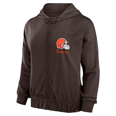 Women's Fanatics Brown Cleveland Browns Script Lock Full-Zip Hoodie
