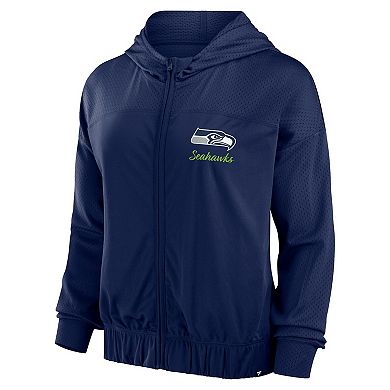 Women's Fanatics College Navy Seattle Seahawks Script Lock Full-Zip Hoodie