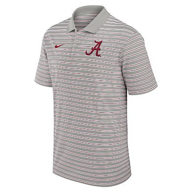Men's Nike Pewter/White Alabama Crimson Tide Primetime Victory Striped Performance Polo