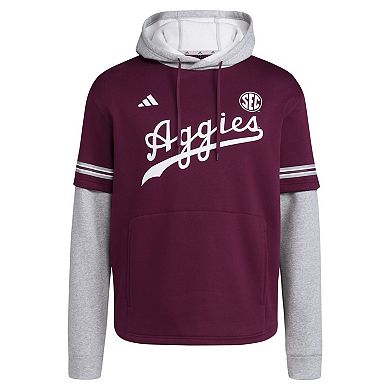 Men's adidas Maroon Texas A&M Aggies Pullover Baseball Jersey Hoodie