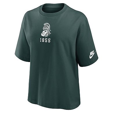 Women's Nike Green Michigan State Spartans Boxy Legacy Established T-Shirt