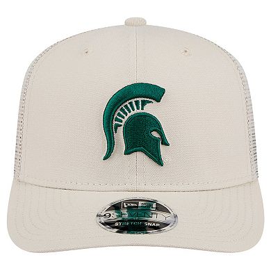 Men's New Era Natural Michigan State Spartans Canvas 9SEVENTY Stretch-Snap Adjustable Hat