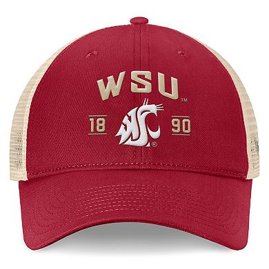 Men's Top of the World Crimson Washington State Cougars Heritage Waylon Trucker Adjustable Hat